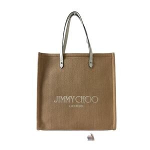 Jimmy Choo Beige Tote with White leather Large  Handles